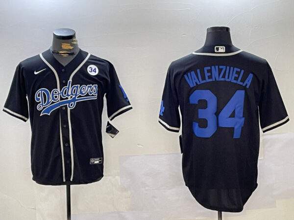 Men's Los Angeles Dodgers #34 Toro Valenzuela Black 2024 World Series Cool Base Stitched Baseball Jerseys