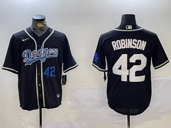 Men's Los Angeles Dodgers #42 Jackie Robinson Black 2024 World Series Cool Base Stitched Baseball Jerseys