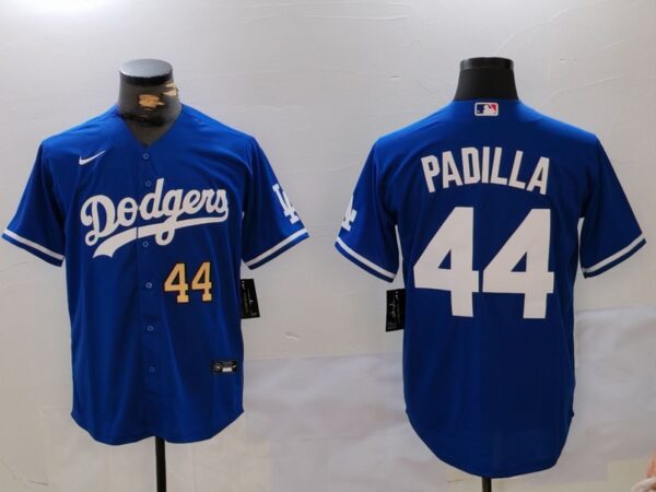 Men's Los Angeles Dodgers #44 Vicente Padilla Blue Cool Base Stitched Baseball Jerseys