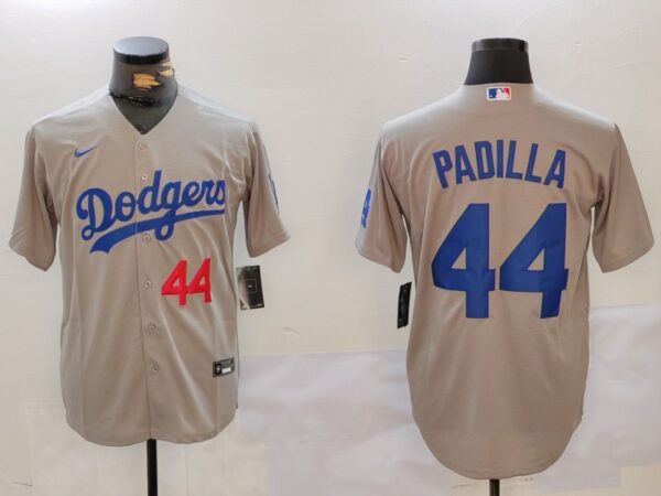 Men's Los Angeles Dodgers #44 Vicente Padilla Grey Cool Base Stitched Baseball Jerseys