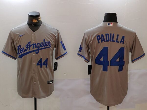 Men's Los Angeles Dodgers #44 Vicente Padilla Grey Cool Base Stitched Baseball Jerseys