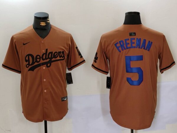 Men's Los Angeles Dodgers #5 5 Freddie Freeman Brown Cool Base Stitched Baseball Jerseys