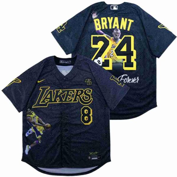 Men's Los Angeles Dodgers #8 #24 Kobe Bryant Black With KB Patch Cool Base Stitched MLB Fashion Jerseys