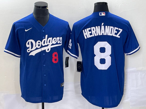 Men's Los Angeles Dodgers #8 Enrique Hernandez Blue Cool Base Stitched Jersey