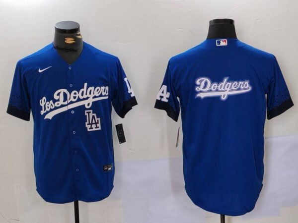 Men's Los Angeles Dodgers Blue Team Big Logo City Connect Cool Base Stitched Baseball Jerseys