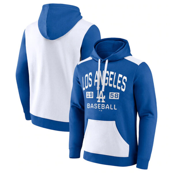 Men's Los Angeles Dodgers Royal White Chip In Pullover Hoodie