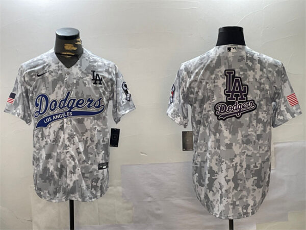 Men's Los Angeles Dodgers Team Big Logo 2024 Arctic Camo Stitched Baseball Jersey