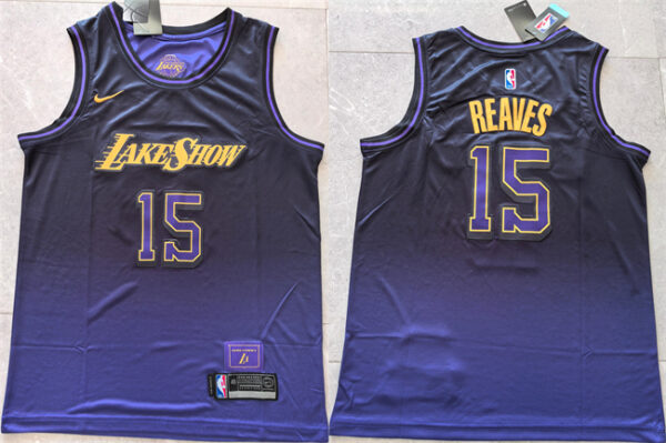 Men's Los Angeles Lakers #15 Austin Reaves Purple 2024 City Edition Stitched Basketball Jersey