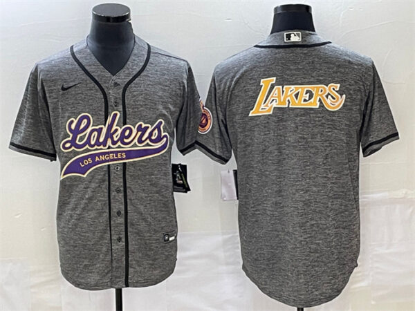 Men's Los Angeles Lakers #24 Kobe Bryant Gray Cool Base With Patch Stitched Baseball Jerseys