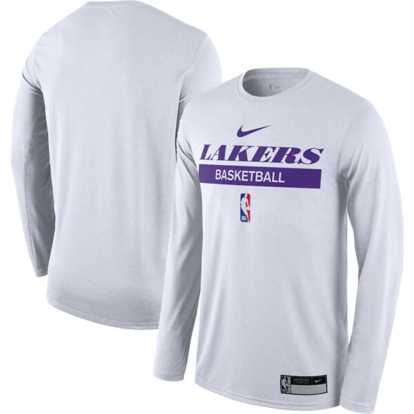 Men's Los Angeles Lakers White 2022 23 Legend On-Court Practice Performance Long Sleeve T-Shirt