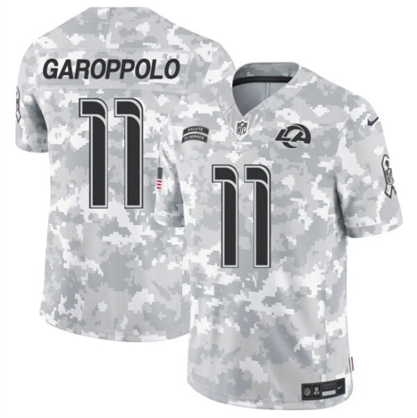 Men's Los Angeles Rams #11 Jimmy Garoppolo 2024 F.U.S.E Arctic Camo Salute To Service Limited Stitched Football Jersey