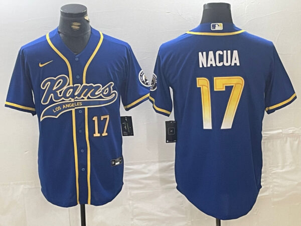 Men's Los Angeles Rams #17 Puka Nacua Royal Cool Base Stitched Baseball Jerseys