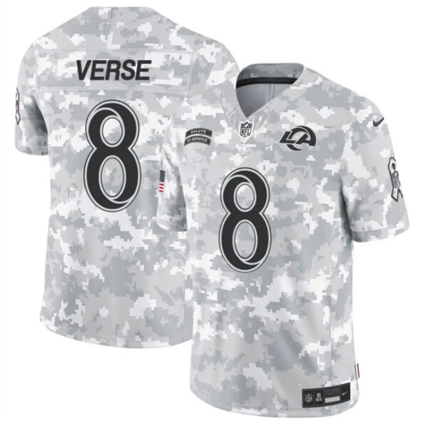 Men's Los Angeles Rams #8 Jared Verse 2024 F.U.S.E Arctic Camo Salute To Service Limited Stitched Football Jersey