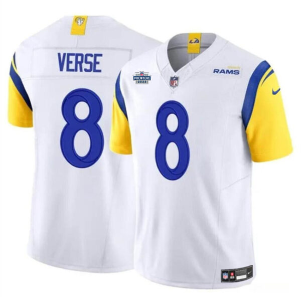 Men's Los Angeles Rams #8 Jared Verse White 2024 With Dradt Patch F.U.S.E Vapor Untouchable Stitched Football Jersey