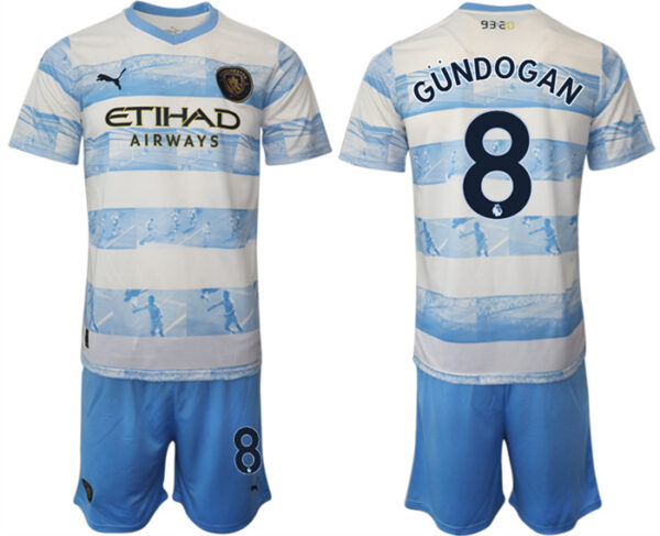 Men's Manchester City #8 Blue White Jersey