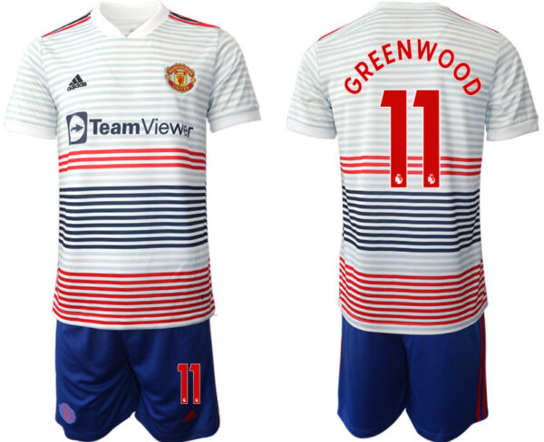 Men's Manchester United #11 Greenwoond 22 23 White Away Soccer Jersey Suit