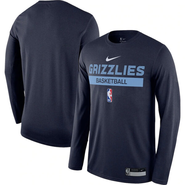 Men's Memphis Grizzlies Navy 2022 23 Legend On-Court Practice Performance Long Sleeve T-Shirt