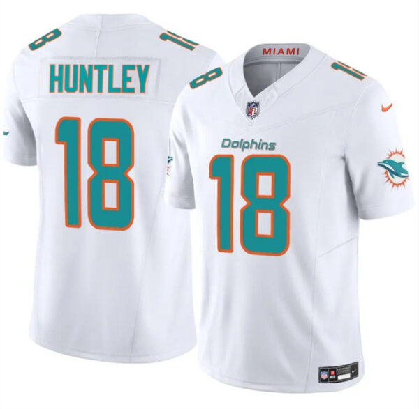 Men's Miami Dolphins #18 Tyler Huntley White 2024 F.U.S.E Vapor Limited Stitched Football Jersey