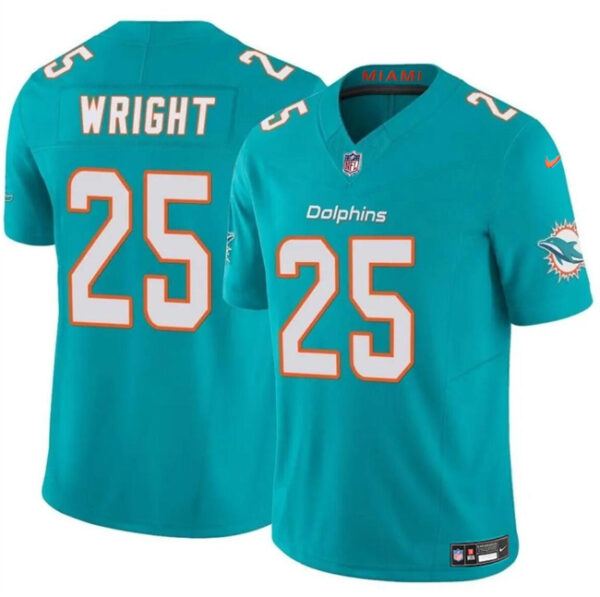 Men's Miami Dolphins #25 Jaylen Wright Aqua 2024 F.U.S.E Vapor Limited Stitched Football Jersey