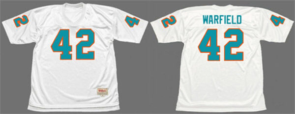 Men's Miami Dolphins #42 Paul Warfield White 1972 Throwback Stitched Football Jersey