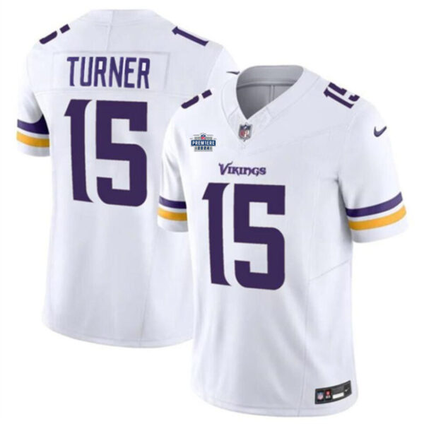 Men's Minnesota Vikings #15 Dallas Turner White 2024 With Draft Patch F.U.S.E Vapor Untouchable Limited Stitched Jersey