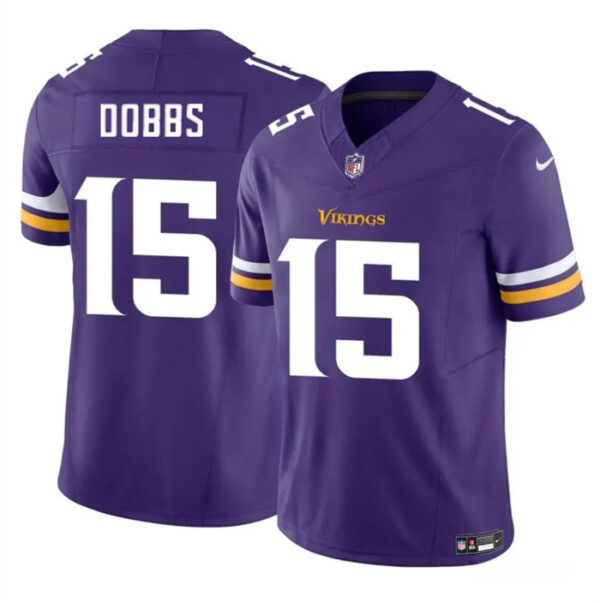 Men's Minnesota Vikings #15 Josh Dobbs Purple 2023 F.U.S.E. Vapor Untouchable Limited Stitched Jersey