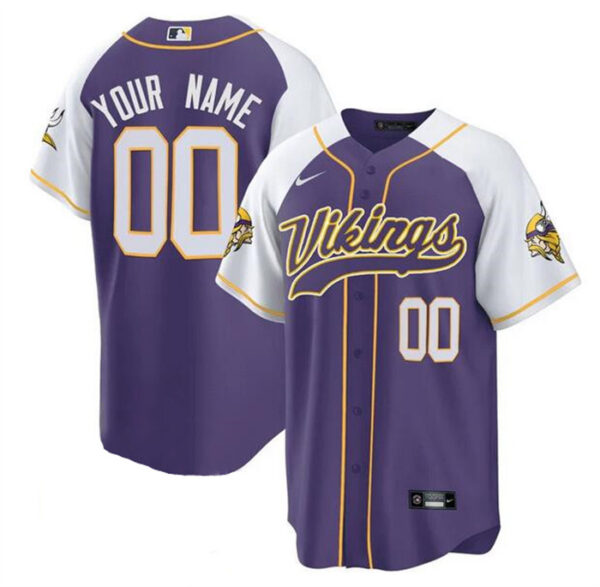 Men's Minnesota Vikings ACTIVE PLAYER Custom Purple White Cool Base Stitched Baseball Jersey