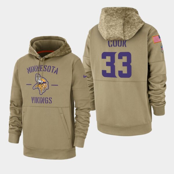 Men's Minnesota Vikings Dalvin Cook 2019 Salute to Service Sideline Therma Pullover Hoodie - Tan