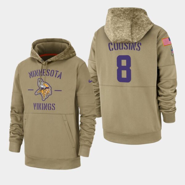 Men's Minnesota Vikings Kirk Cousins 2019 Salute to Service Sideline Therma Pullover Hoodie - Tan