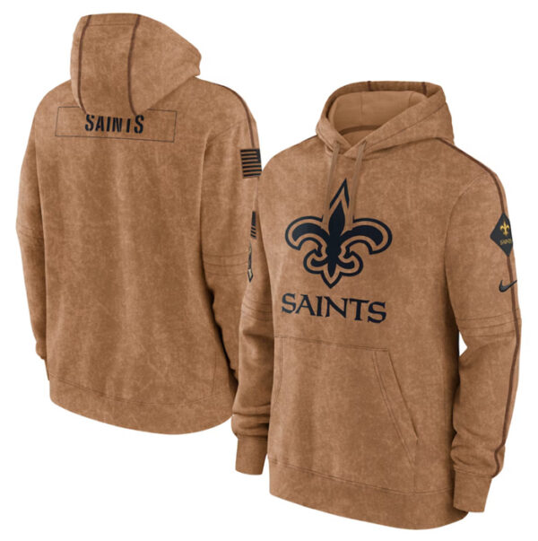 Men's New Orleans Saints 2023 Brown Salute To Service Pullover Hoodie