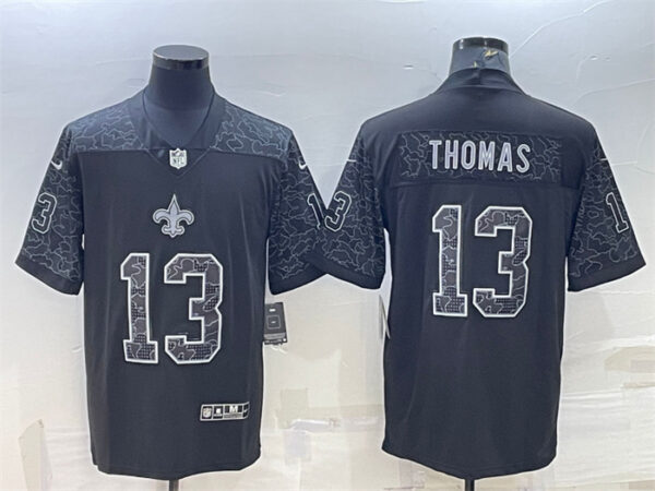 Men's New Orleans Saints #13 Michael Thomas Black Reflective Limited Stitched Football Jersey