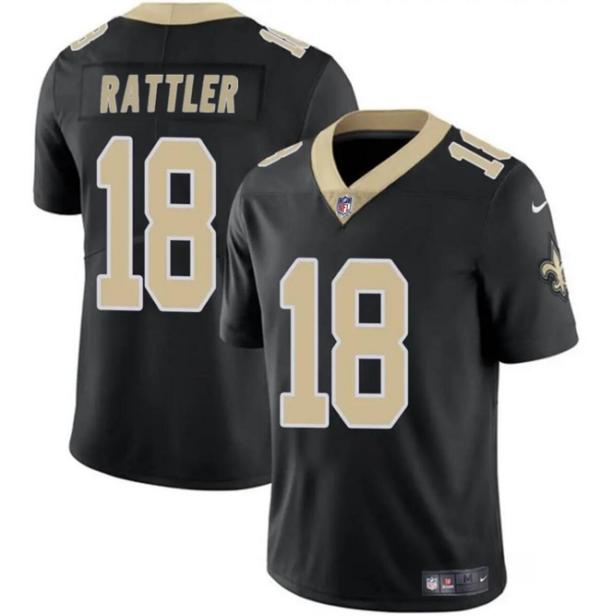 Men's New Orleans Saints #18 Spencer Rattler Black Vapor Limited Stitched Football Jersey