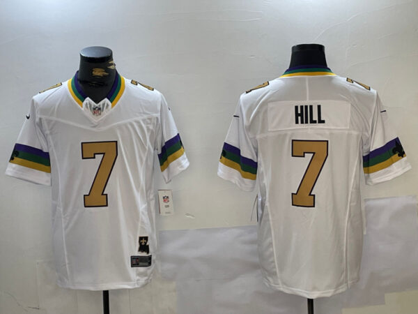 Men's New Orleans Saints #7 Taysom Hill White Vapor Limited Stitched Football Jerseys