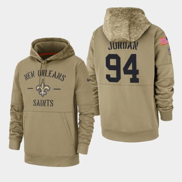 Men's New Orleans Saints #94 Cameron Jordan 2019 Salute to Service Sideline Therma Hoodie - Tan