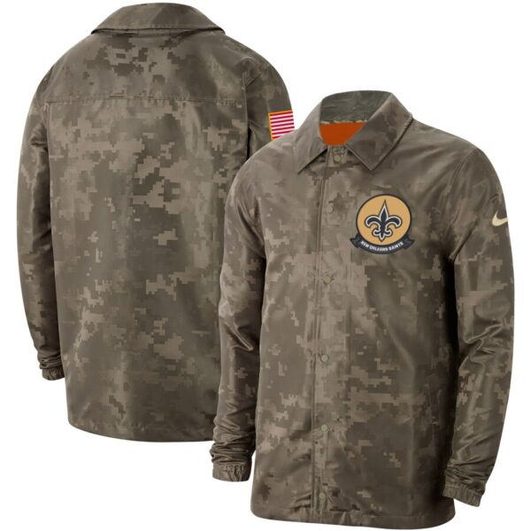 Men's New Orleans Saints Nike Camo 2019 Salute To Service Sideline Full Zip Lightweight Jacket