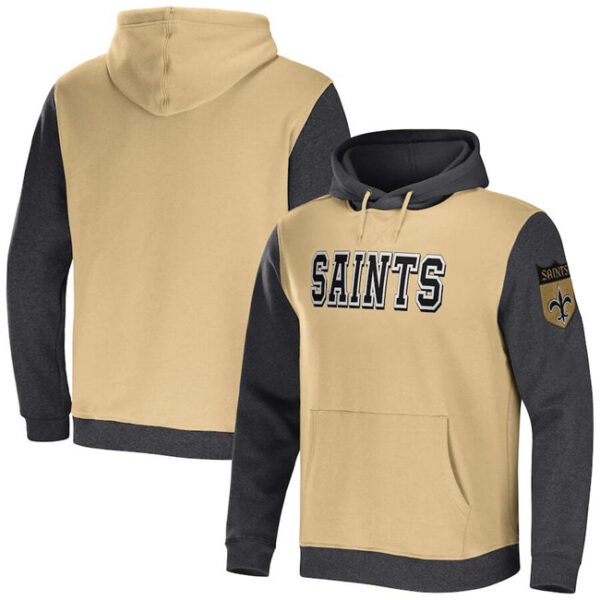 Men's New Orleans Saints X Darius Rucker Collection Gold Charcoal Colorblock Pullover Hoodie