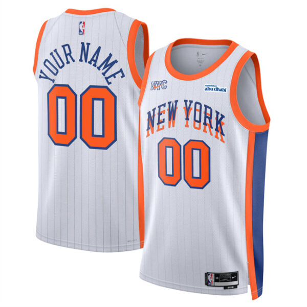 Men's New Yok Knicks Active Player Custom White 2024 25 City Edition Stitched Basketball Jersey