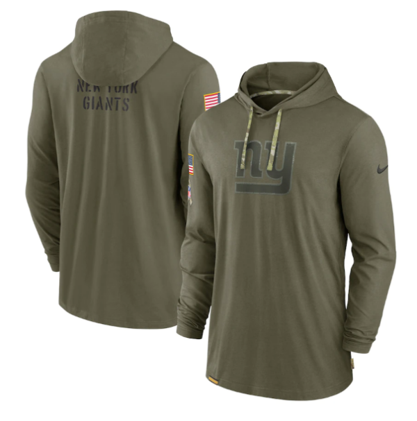 Men's New York Giants 2022 Olive Salute To Service Tonal Pullover Hoodie