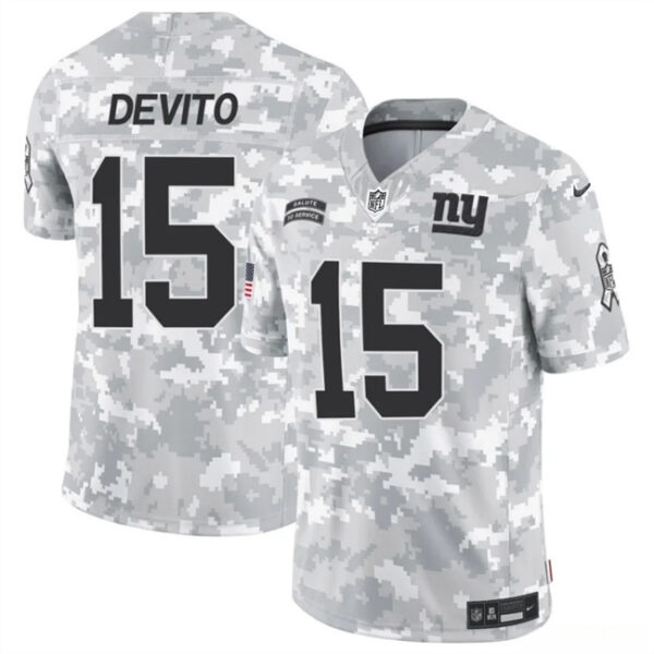 Men's New York Giants #15 Tommy DeVito 2024 F.U.S.E Arctic Camo Salute To Service Limited Stitched Football Jersey