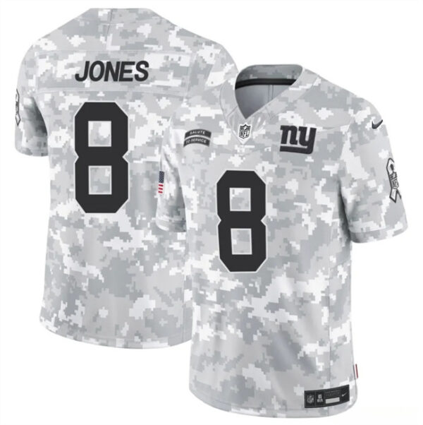 Men's New York Giants #8 Daniel Jones 2024 F.U.S.E Arctic Camo Salute To Service Limited Stitched Football Jersey