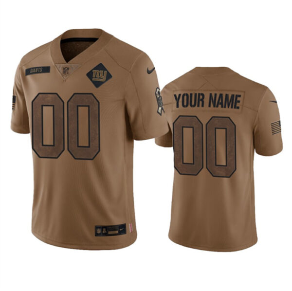 Men's New York Giants Active Player Custom 2023 Brown Salute To Setvice Limited Stitched Football Jersey