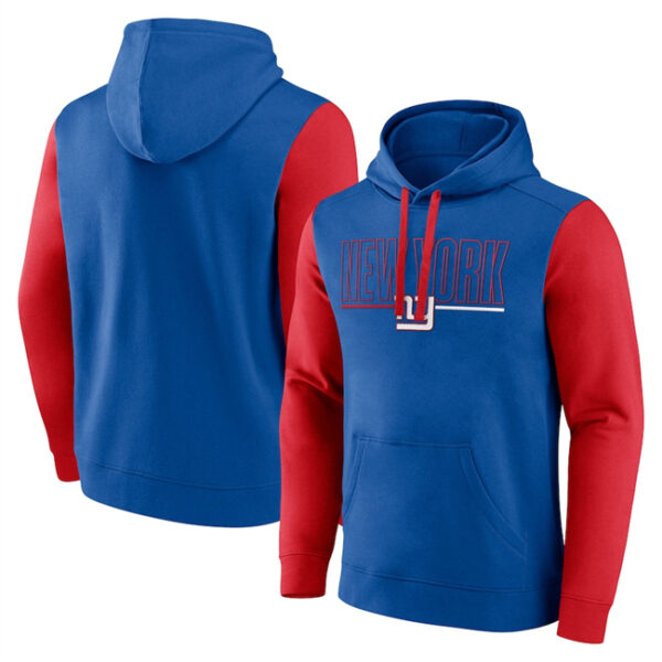 Men's New York Giants Royal Red Outline Pullover Hoodie