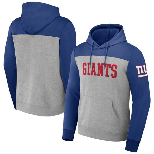 Men's New York Giants X Darius Rucker Collection Powder Blue Charcoal Colorblock Pullover Hoodie