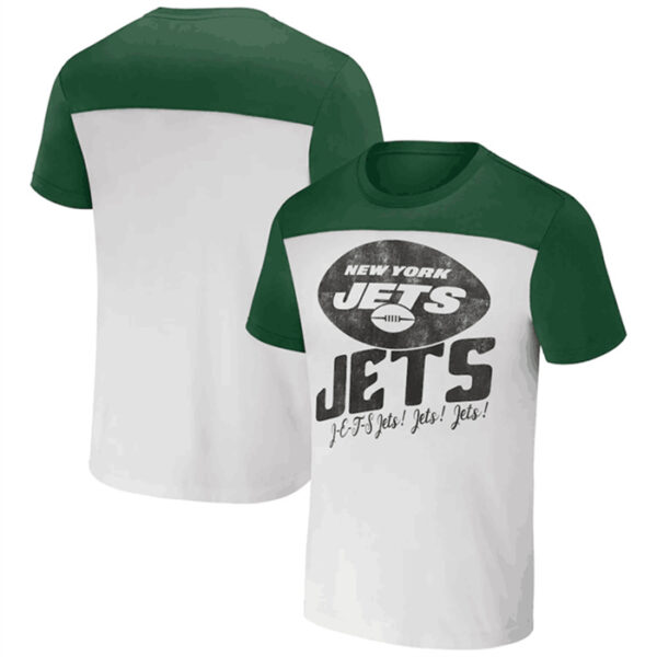 Men's New York Jets Cream Green X Darius Rucker Collection Colorblocked T-Shirt