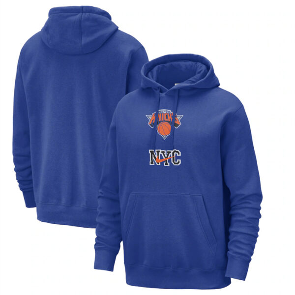 Men's New York Knicks Blue 2023 24 City Edition Essential Club Pullover Hoodie