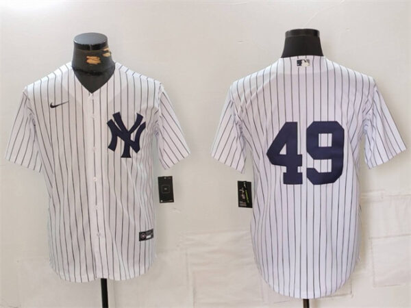 Men's New York Yankees #49 Ron Guidry White Cool Base Stitched Baseball Jersey