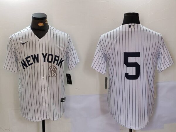 Men's New York Yankees #5 Joe DiMaggio White Cool Base Stitched Baseball Jerseys