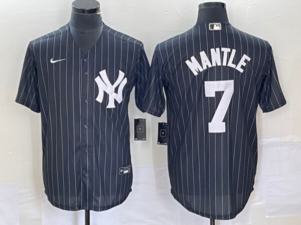 Men's New York Yankees #7 Mickey Mantle Black Cool Base Stitched Baseball Jersey