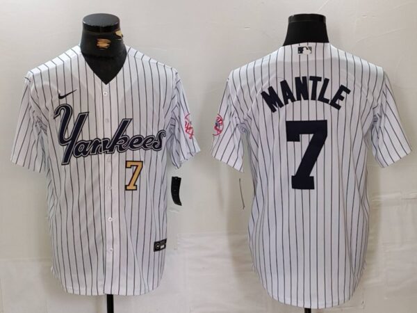 Men's New York Yankees #7 Mickey Mantle White Cool Base Stitched Baseball Jerseys