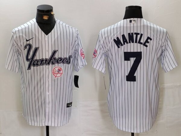 Men's New York Yankees #7 Mickey Mantle White Cool Base Stitched Baseball Jerseys